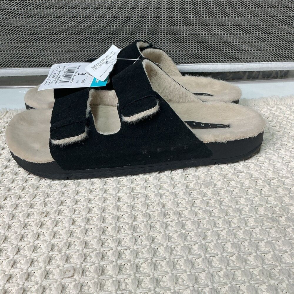 REEF Ojai Two Bar Cozy Slides Woman's  Size 8 Black